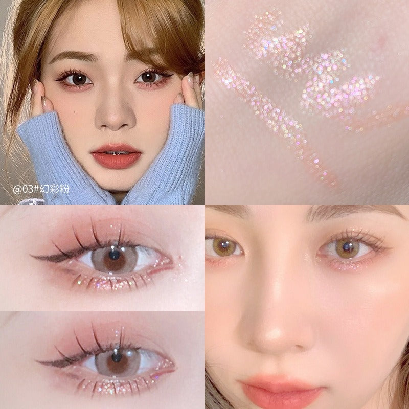 1Pcs Diamond Glitter Eyeshadow Liner Pencil Face Makeup Highlighter Long lasting Matte Pink Silkworm Champagne Gold Eyeliner Pen