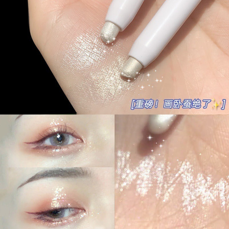 1Pcs Diamond Glitter Eyeshadow Liner Pencil Face Makeup Highlighter Long lasting Matte Pink Silkworm Champagne Gold Eyeliner Pen