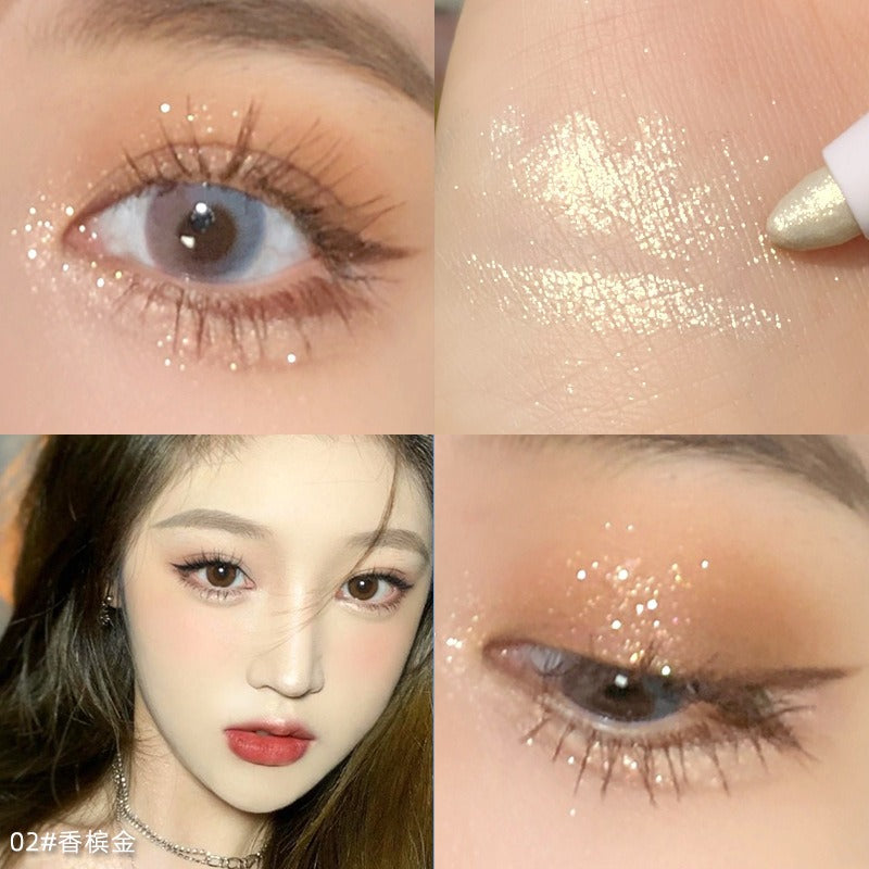 1Pcs Diamond Glitter Eyeshadow Liner Pencil Face Makeup Highlighter Long lasting Matte Pink Silkworm Champagne Gold Eyeliner Pen