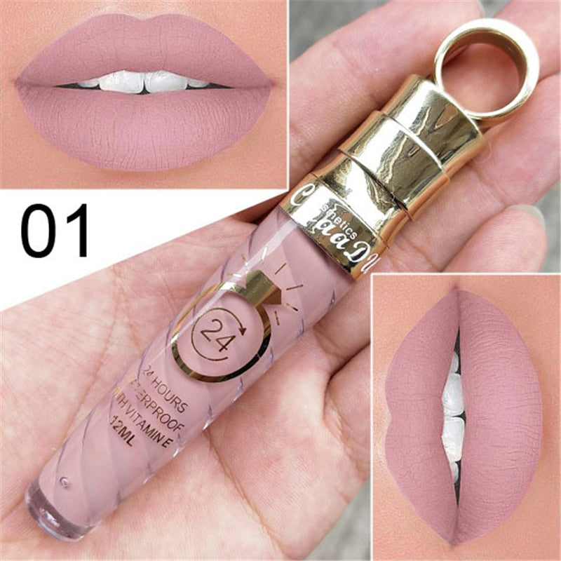 20 Colors Lipstick Waterproof Long Lasting Matte+Shimmer Mental Beauty Lip Gloss Nude Glitter Lip Gloss Beauty Red Lip Tint New