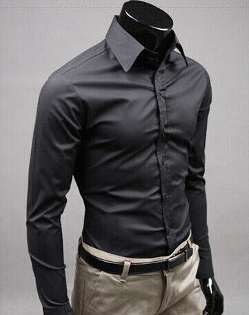 Men Shirt Long Sleeve Fashion Mens Casual Shirts Cotton Solid Color Business Slim Fit Social Camisas Masculina