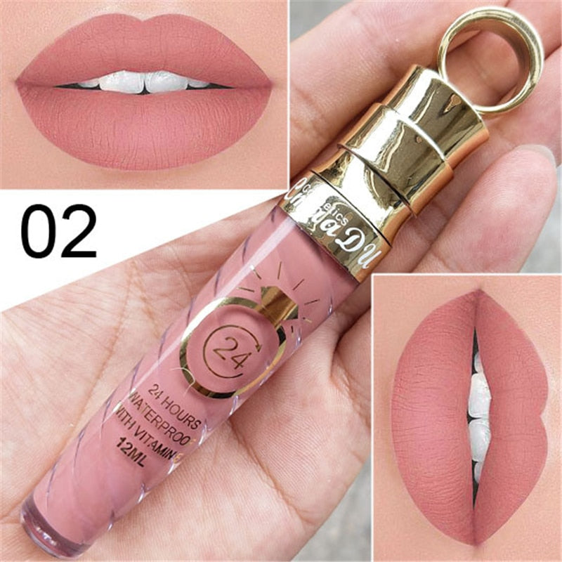 20 Colors Lipstick Waterproof Long Lasting Matte+Shimmer Mental Beauty Lip Gloss Nude Glitter Lip Gloss Beauty Red Lip Tint New