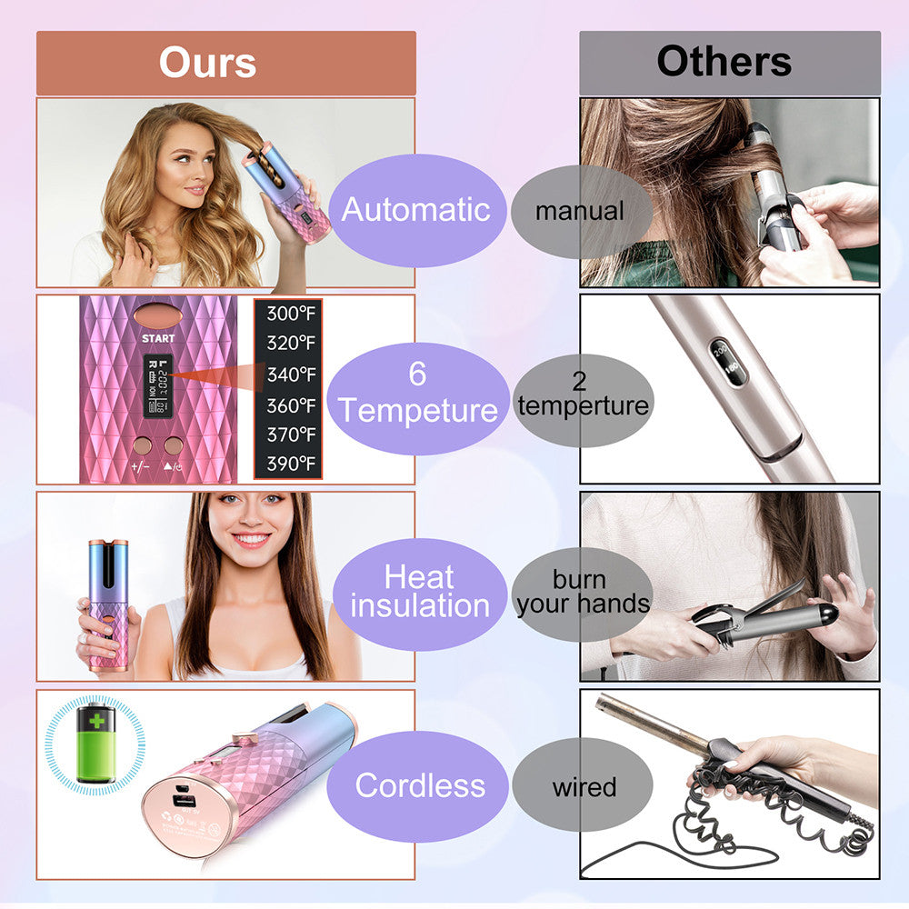 New Portable USB Charging Models Automatic Curling Iron Intelligent LCD Home Mini Lazy Hair Curler