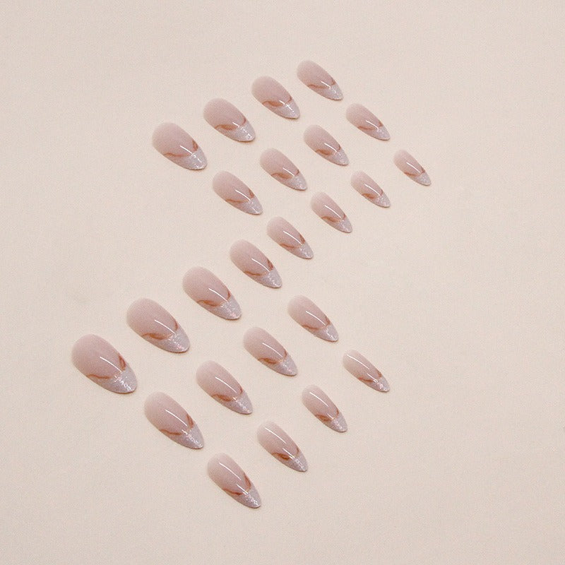 Irregular Pearlescent Phnom Penh French Manicure Sweet Ins Style Almond Nail Glitter French Manicure Wearable Manicure