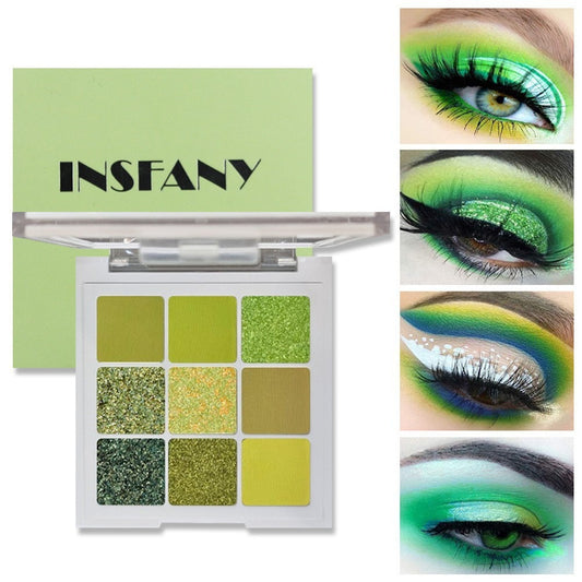 INSFANY eye shadow avocado jam green eye shadow nine-square eye shadow palette brightens the eyes