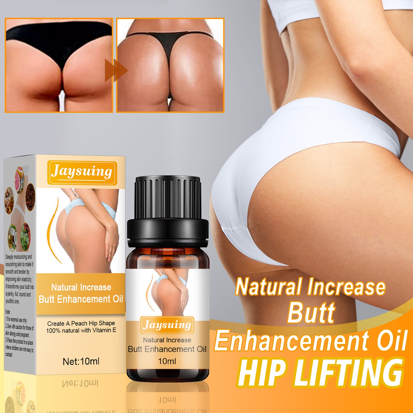 Jaysuing Butt Lift Essential Oil, Lift Massage Firming Butt Beauty Essence