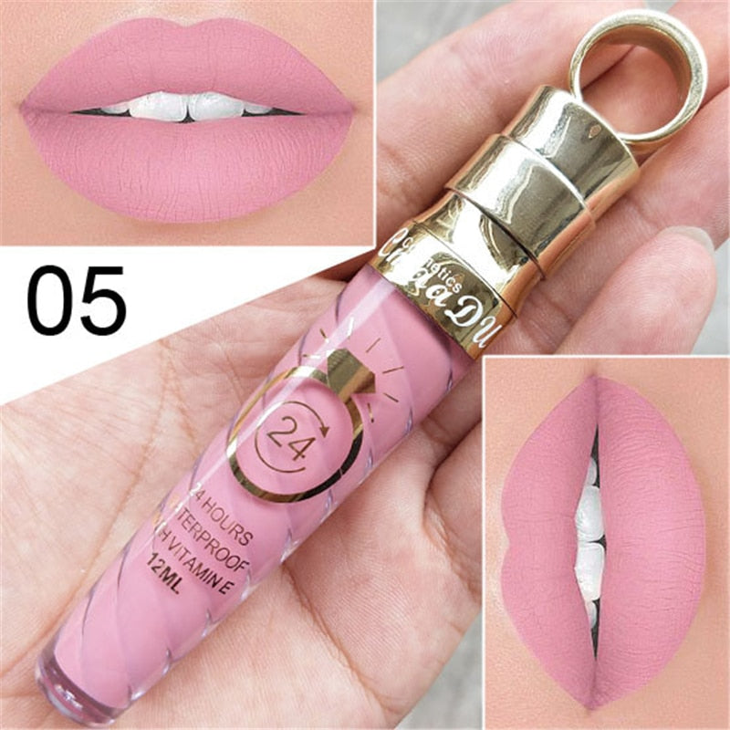 20 Colors Lipstick Waterproof Long Lasting Matte+Shimmer Mental Beauty Lip Gloss Nude Glitter  Lip Gloss Beauty Red Lip Tint New