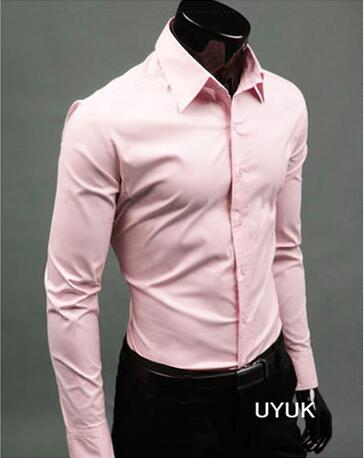 Men Shirt Long Sleeve Fashion Mens Casual Shirts Cotton Solid Color Business Slim Fit Social Camisas Masculina