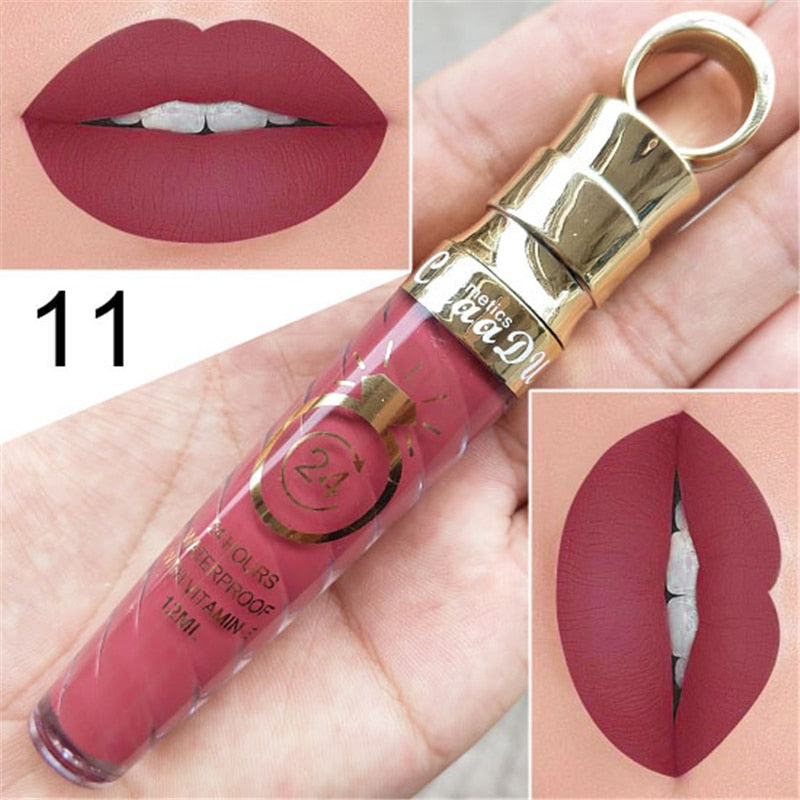 20 Colors Lipstick Waterproof Long Lasting Matte+Shimmer Mental Beauty Lip Gloss Nude Glitter  Lip Gloss Beauty Red Lip Tint New