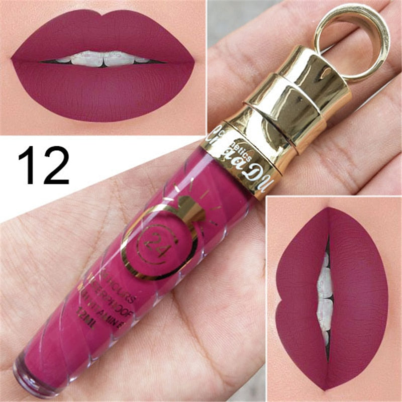 20 Colors Lipstick Waterproof Long Lasting Matte+Shimmer Mental Beauty Lip Gloss Nude Glitter  Lip Gloss Beauty Red Lip Tint New