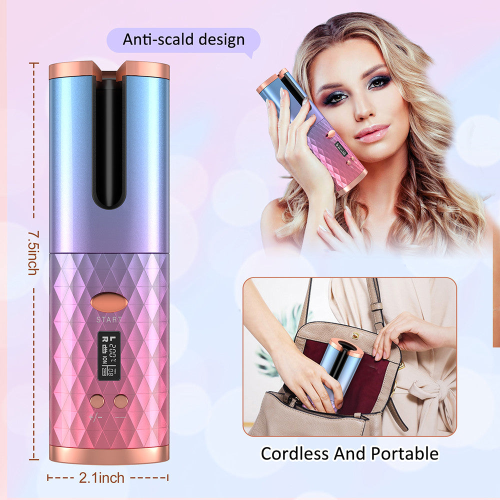 New Portable USB Charging Models Automatic Curling Iron Intelligent LCD Home Mini Lazy Hair Curler