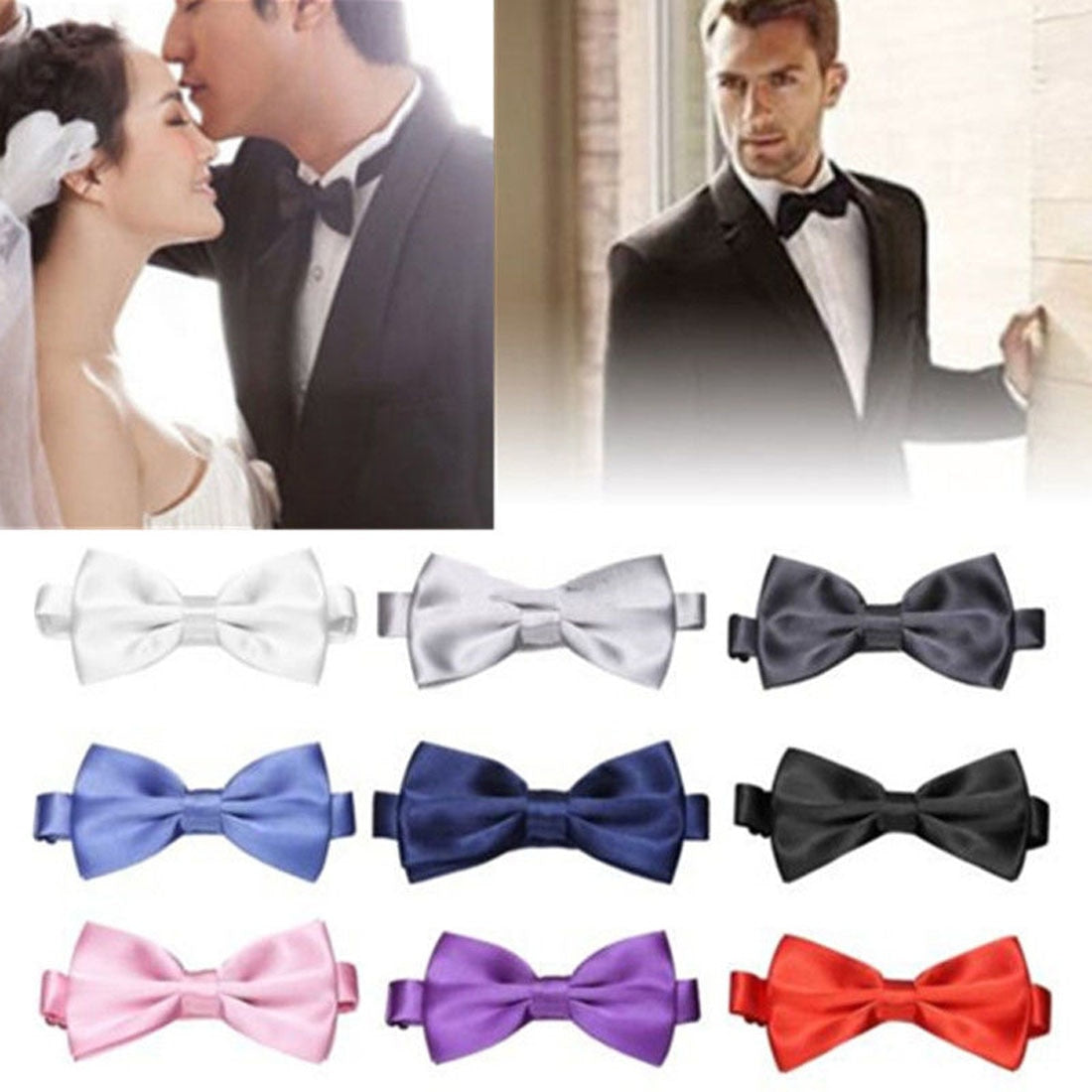 1Pc Men's Bow Tie Fashion Classic Satin Tuxedo Ties For Men Wedding Party Adjustable Bowtie Butterfly Mens Ties