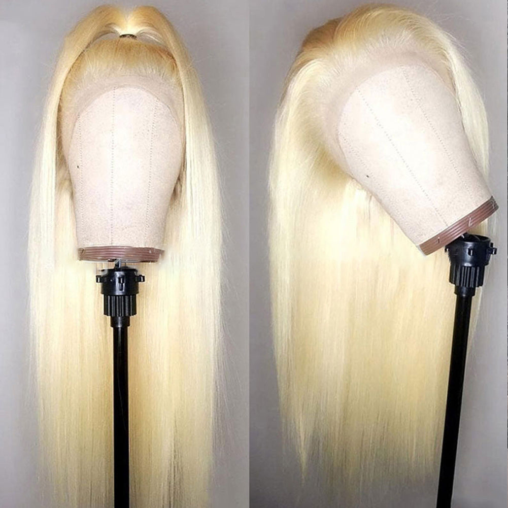 European and American Women's Wig Front Lace Wig Female 613 # Long Straight Hair Chemical Fiber Wig Head Cover Wigs