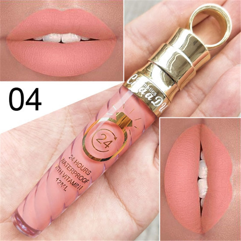 20 Colors Lipstick Waterproof Long Lasting Matte+Shimmer Mental Beauty Lip Gloss Nude Glitter  Lip Gloss Beauty Red Lip Tint New