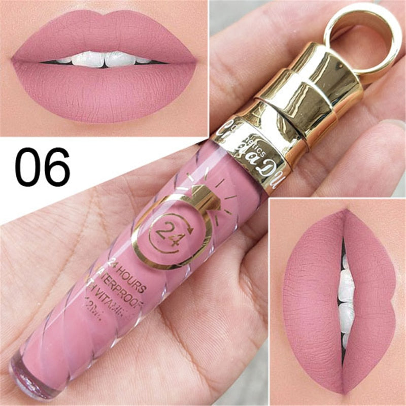 20 Colors Lipstick Waterproof Long Lasting Matte+Shimmer Mental Beauty Lip Gloss Nude Glitter  Lip Gloss Beauty Red Lip Tint New