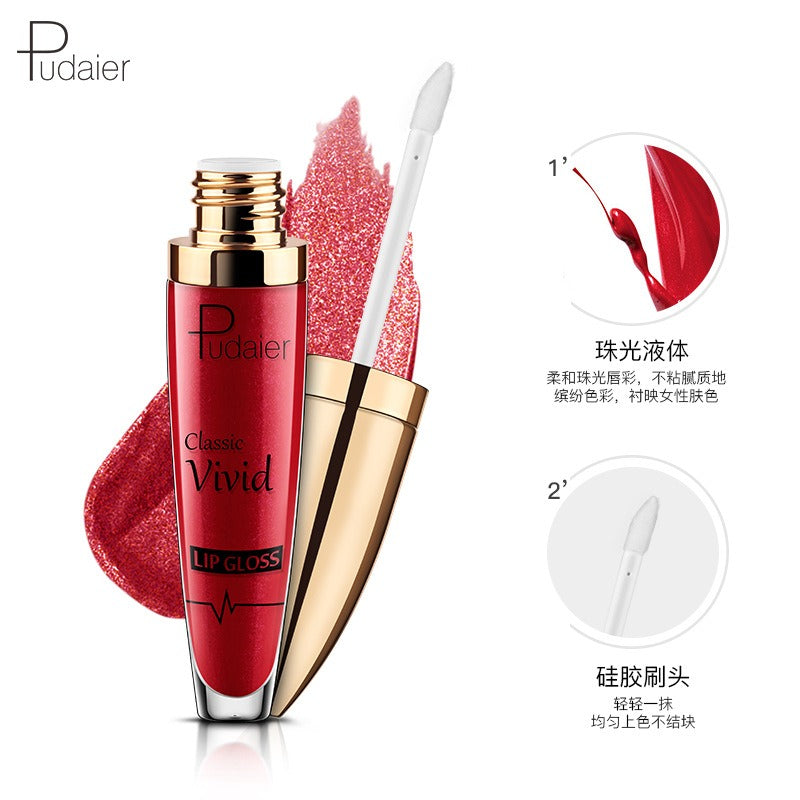 Pudaier matte pearl gloss lip gloss does not stick to cup lip glaze, develops color, liquid lipstick, and lip gloss