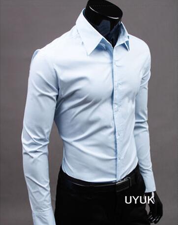 Men Shirt Long Sleeve Fashion Mens Casual Shirts Cotton Solid Color Business Slim Fit Social Camisas Masculina