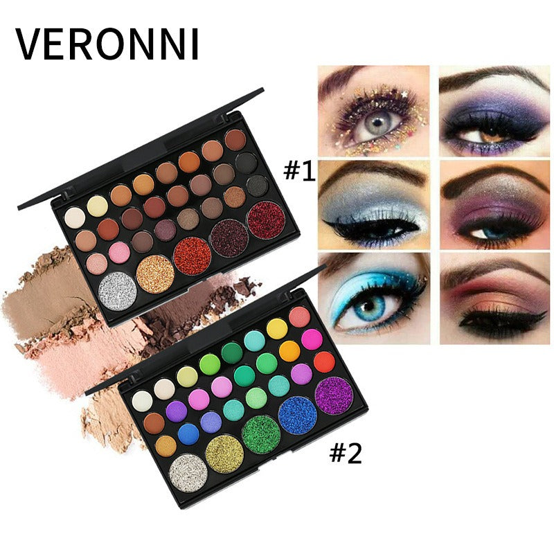 VERONNI 29-color eyeshadow matte pearlescent earth-tone eyeshadow smoky makeup multi-color eyeshadow palette