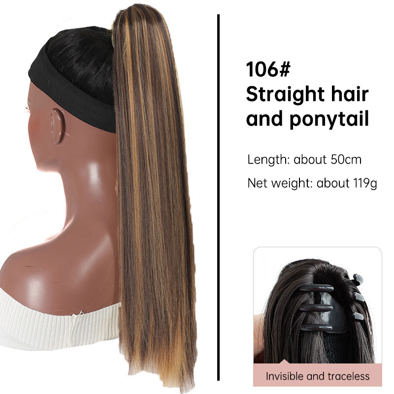 Grab clip ponytail wig female straight hair ponytail mini small grab clip ponytail long straight hair chemical fiber wig high ponytail