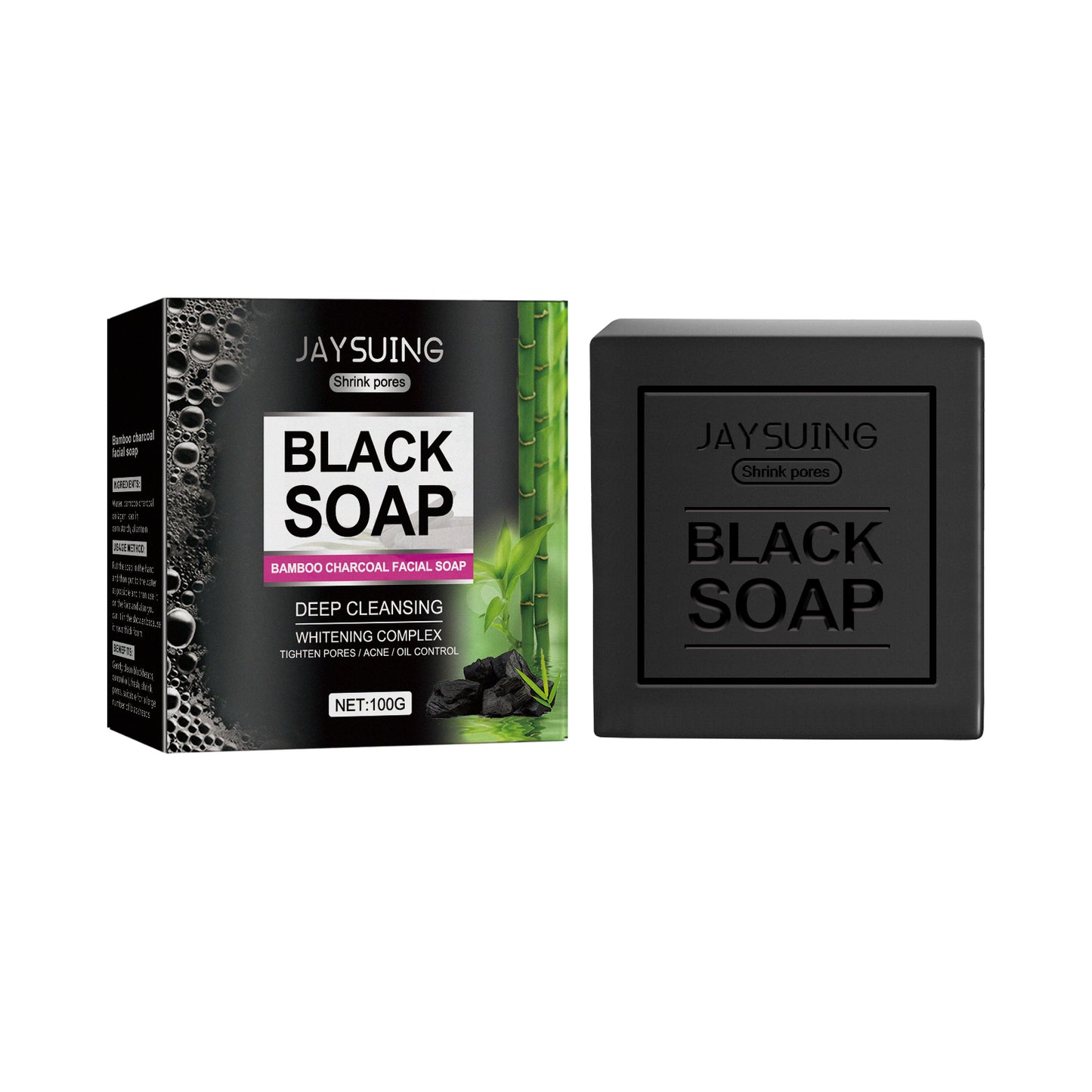 Jaysuing Bamboo Charcoal Cleansing Soap, Refreshing Oil Control Brightening Face Wash Soap