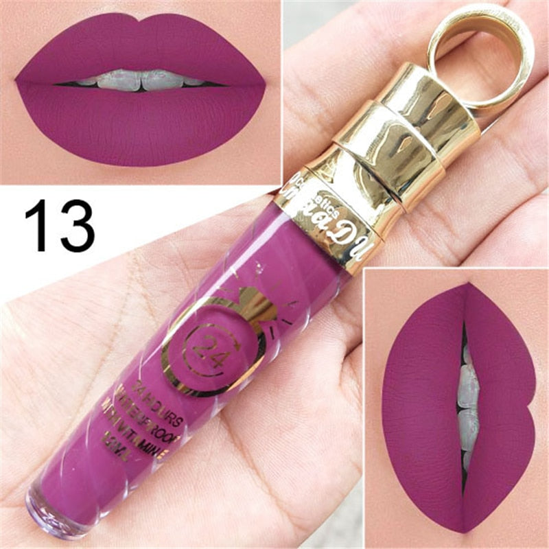 20 Colors Lipstick Waterproof Long Lasting Matte+Shimmer Mental Beauty Lip Gloss Nude Glitter  Lip Gloss Beauty Red Lip Tint New