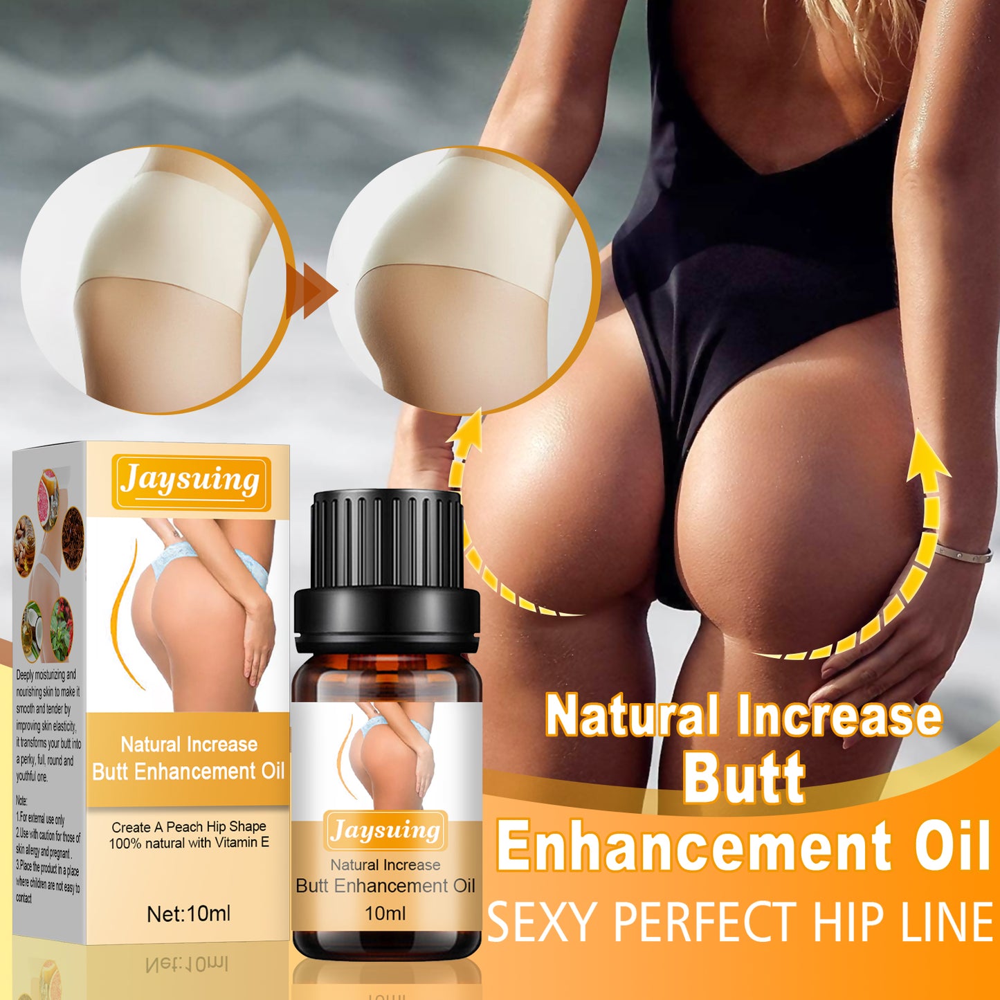 Jaysuing Butt Lift Essential Oil, Lift Massage Firming Butt Beauty Essence