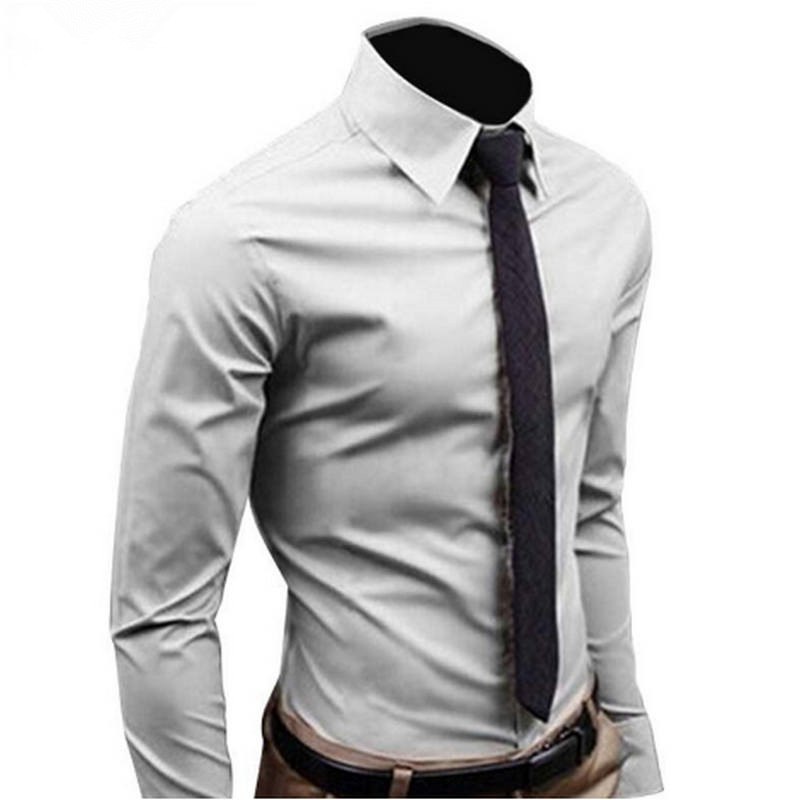 Men Shirt Long Sleeve Fashion Mens Casual Shirts Cotton Solid Color Business Slim Fit Social Camisas Masculina