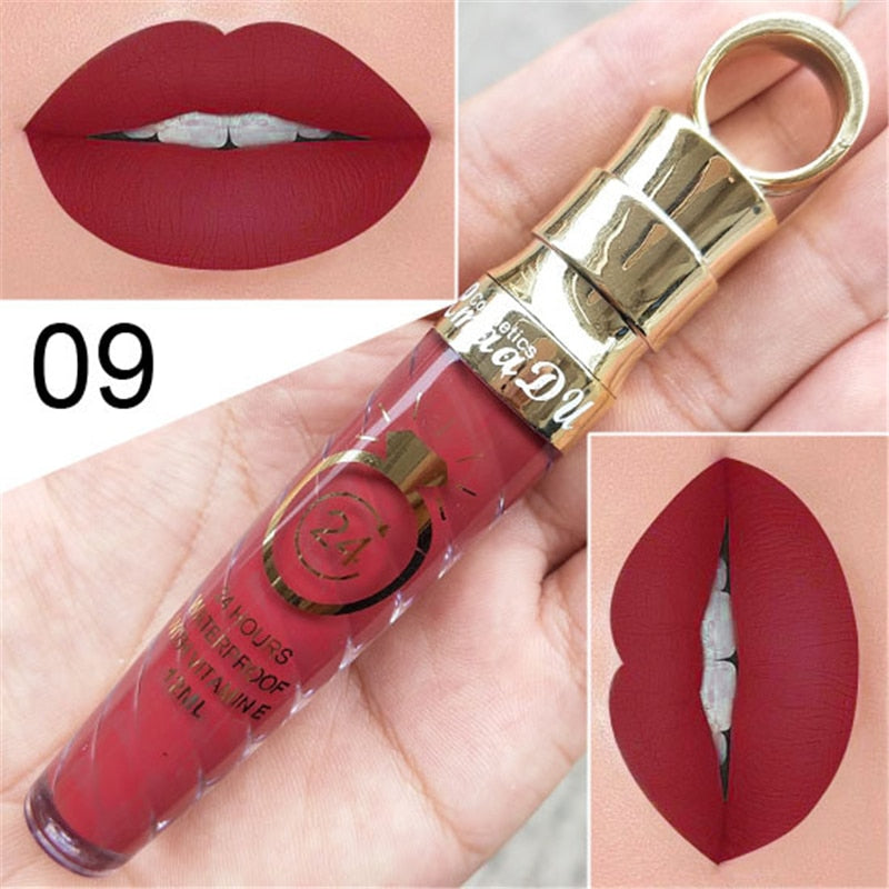 20 Colors Lipstick Waterproof Long Lasting Matte+Shimmer Mental Beauty Lip Gloss Nude Glitter  Lip Gloss Beauty Red Lip Tint New