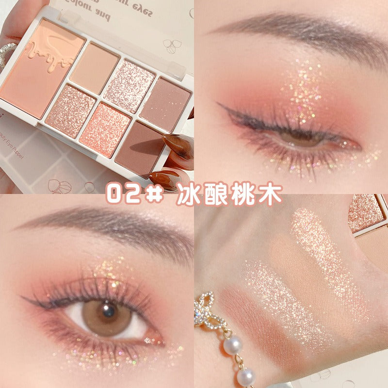 7 Color Eyeshadow Palette Red Wine Glitter Pearly Lasting Acrylic Eyeshadow Palette Korean Eyes Makeup Palette Beauty Makeup