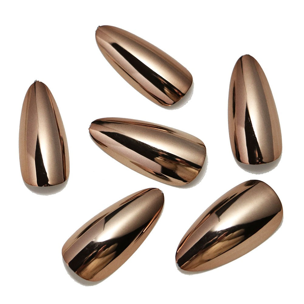 Wearable Nails European and American Style Electroplated Fake Nails Bronze Wearable Patch Manicure Nail Finished Products