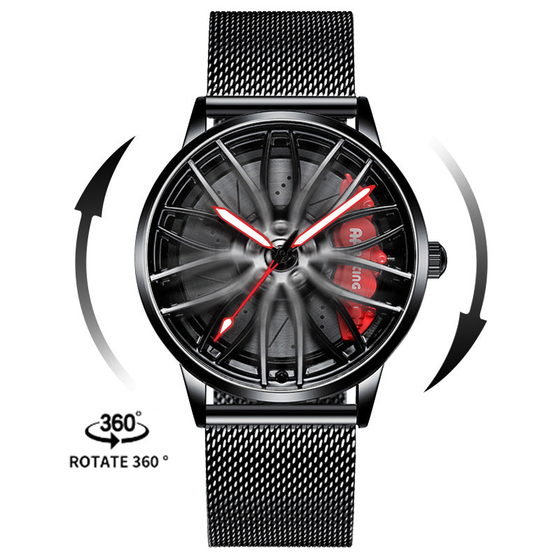 New Top Brand Luxury Mens Watches Stainless Steel Car Wheel Hub Quartz Watch For Men Military Sport Watch Relogio Masculino