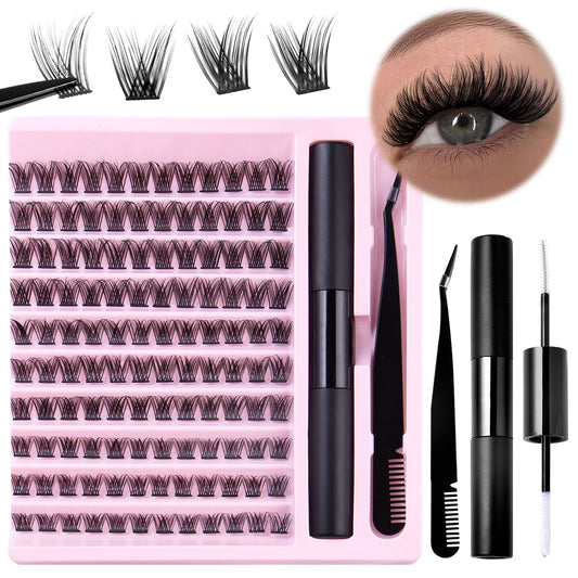 Eyelash DIY Eyelash Extensions Kit Private Label Lash Clusters DIY with Bond Seal Glue and Tweezers Set