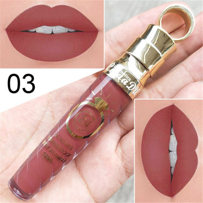 20 Colors Lipstick Waterproof Long Lasting Matte+Shimmer Mental Beauty Lip Gloss Nude Glitter  Lip Gloss Beauty Red Lip Tint New